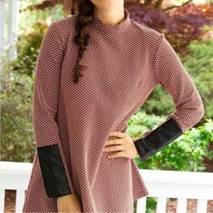 Tyler Boe Crissy Jacquard Mock Neck Tunic Red Black Size Medium